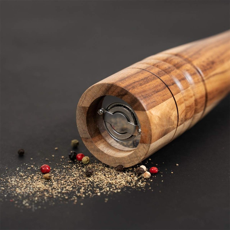 DeroTeno Pepper Mill, Pepper Grinder with Adjustable Stainless Steel Grinder,