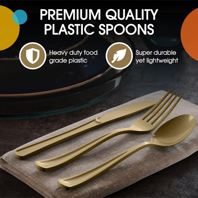 Exquisite Gold Plastic Knives 50 Pcs Gold Knives Disposable Utensils