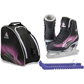 Jackson Ultima Rave RV2000 Women's Figure Skates Black/Purple, Size: Adult 4 Bundle with Free Bag and Guardog Skate Guards