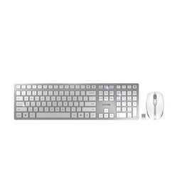 CHERRY DW 9100 Slim Wireless Keyboard and Mouse Set Combo Rechargeable with SX Scissor Mechanism, Silent keystroke Quiet Typing with Thin Design for Work or Home Office. (White & Silver)