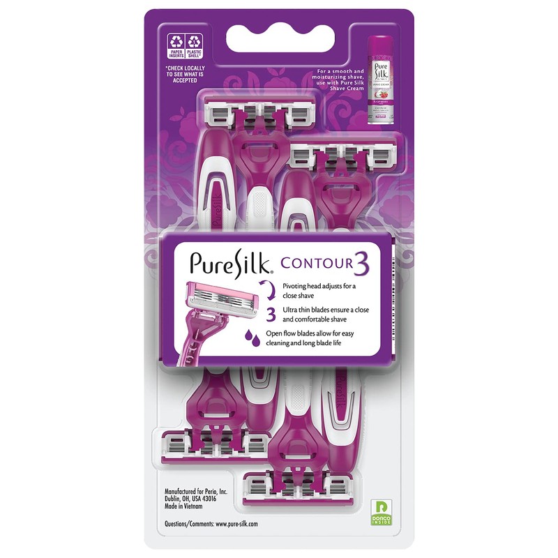 Pure Silk Contour 3 Premium Disposable Razor Value Pack Bundle