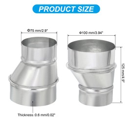 PATIKIL 4" to 3" Eccentric Duct Reducer, 1Pcs Galvanized Iron Ducting Connector Round Air Duct Adapter Pipe Fitting for Vent Inline Ventilation Bathroom Kitchen