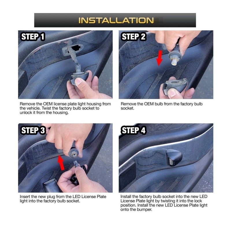 avec LED White License Plate Lights For Chevy Silverado GMC