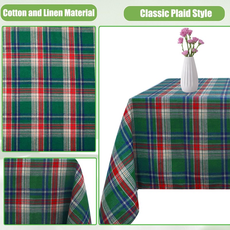 Incisite Gingham Tablecloth, 140cm x 140cm Cotton Linen Table Cloth,