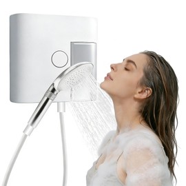 RINBOU Foam Shower Head with Dual-Mode Foam/Clear Water Spray, High Pressure Handheld Showerhead with Hose for Kids Pets Family Bathroom, Battery-Powered Bubble Maker with Soap Dispenser