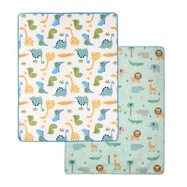 PERLETTI Traversine Letto Bambino Neonato Impermeabili Pacco Doppio - Traversa Salvaletto Telo Lavabile Resistente - Traverse Bambini Riutilizzabili Morbide (Set Azzurro + Verde, 70x90 cm)