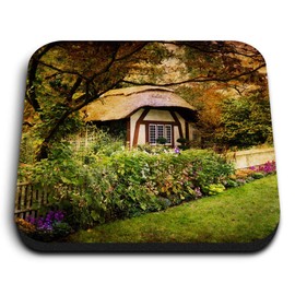 1 x Square MDF Fridge Magnet - Enchanted English Forest Cottage 16372