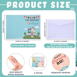 Motiskyy 50 Set Happy Home Anniversary Greeting Cards Bulk House Anniversary Card for Real Estate with Slot Closing Gifts with Envelopes for Home Buyers Housewarming Gifts (Classic)