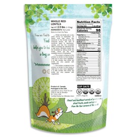 Whole Red Lentils, 2.5 Pounds – Non-GMO Verified, Dry Raw Beans, Sproutable, Vegan, Kosher, Bulk. Easy to Cook. Good Source of Folate, Fiber, and Protein. Perfect for Lentil Soup, Stews, and Curry.