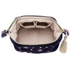 Handy cosmetic makeup bag,Navy Velvet Embroidered Applique Moon Stars Sun