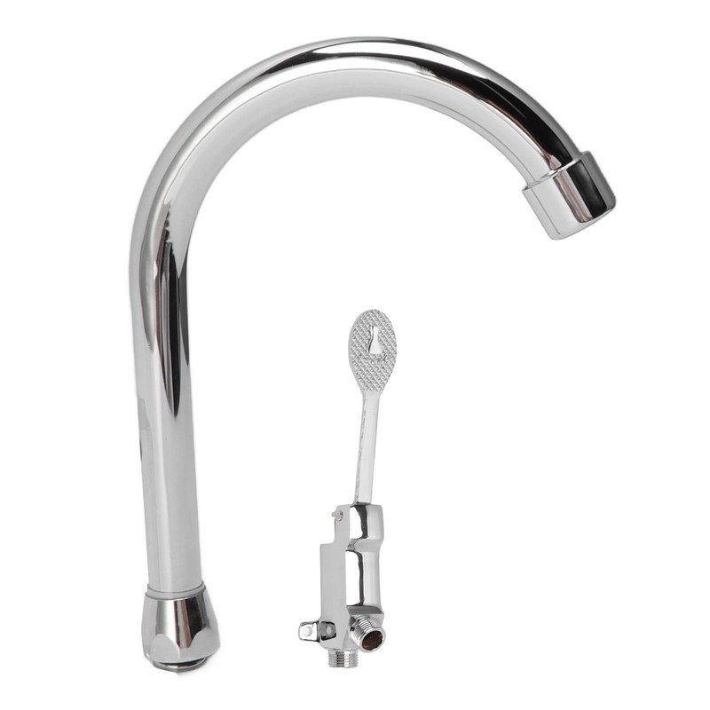 Foot Pedal Faucet Set Stainless Steel Hands Free Silver Touchless