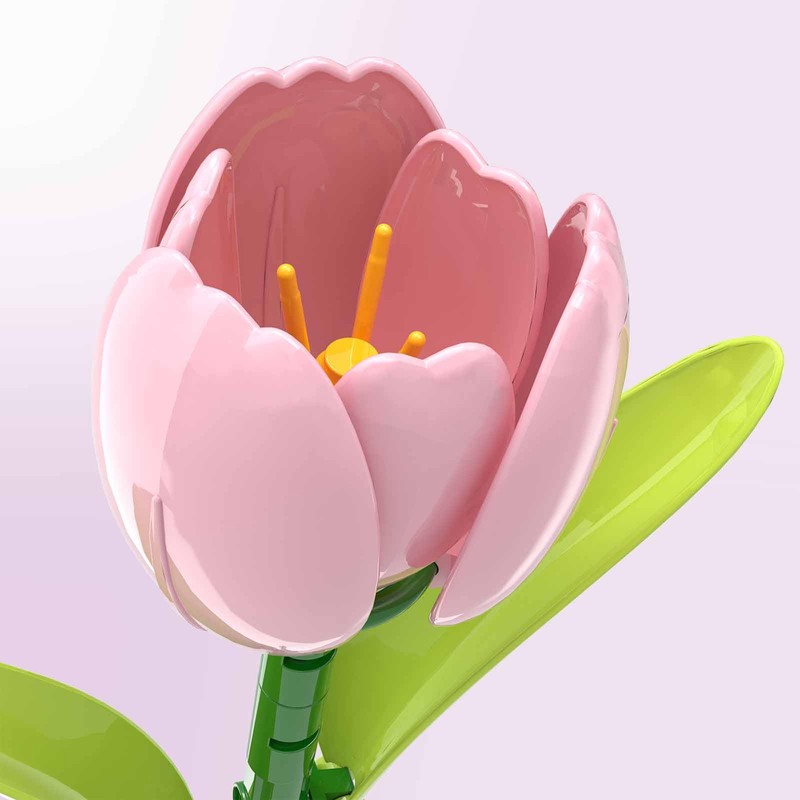 LYNGVA SAIRO Pink Tulip Flower Bouquet Building Block Set