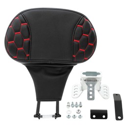 PEGSTREAMLINER Driver Rider Backrest Pad Fit for Harley Touring Road King Street Glide Ultra, Road Glide, Electra Glide 2009-2025 Red Stitching