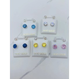 Stampd 14k gold earrings telephone ear jacket 6mm - Aretes Estilo Teléfono Oro - White