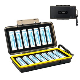 JJC 14 Slots 18650 Battery Case with Carabiner, Water-Resistant and Shockproof Battery Storage for 14 x 18650, 18650 Organizer Box