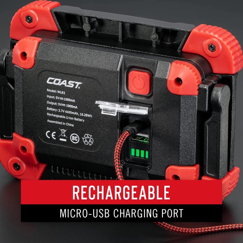 Coast WLR1 Work Light Rechargeable Resists Water Impact and Dust
