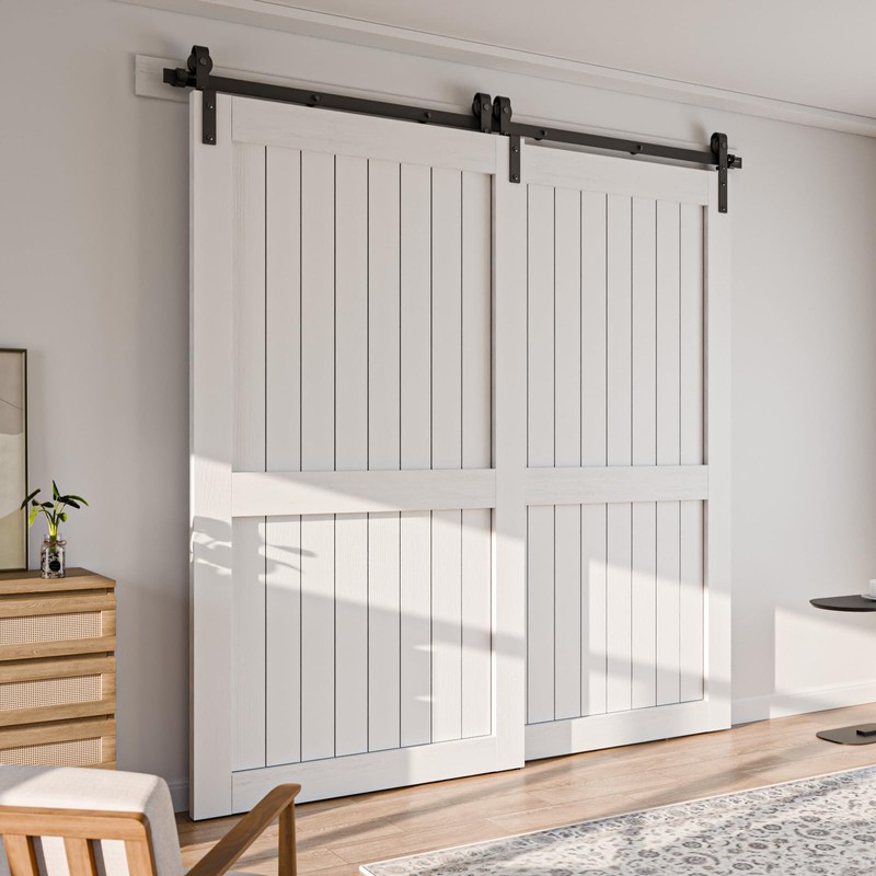 4-14FT Bypass Sliding Barn Door Hardware Kit Single Track System