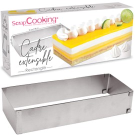 ScrapCooking 1916 Stainless Steel Rectangular Baking Tin Extendable from 25 to 48 cm for Cakes, Appetizers and Desserts