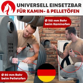Stove and Pellet Stove Cleaning Kit with Flexible Push Rod 80mm and 150mm Stove Pipe Brushes
