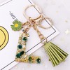 HAISWET Keychain Alphabet Green Leaf Keyring Bag Charm Tassel Purse