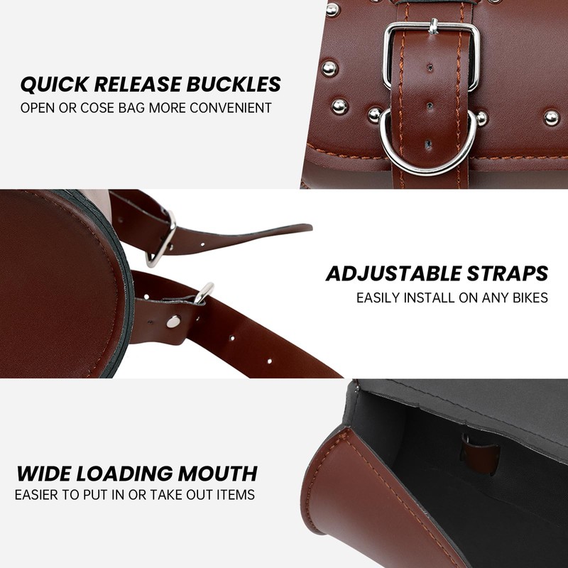 DREAMIZER Motorcycle Bag Universal Motorcycle Saddle Bags PU Leather Motorcycle