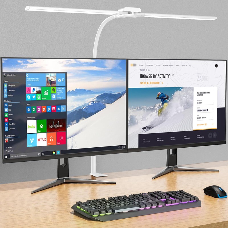 LED Desk Lamp Double Head, Eye-Caring Architect Desk Lamps for