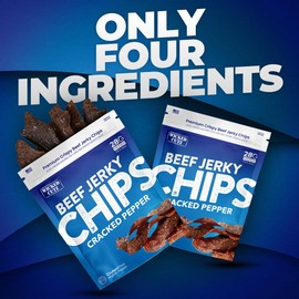 Wicked Cutz Cracked Pepper Beef Jerky Chips, 28g Protein per Bag, Crispy & Crunchy Beef Jerky Crisps, USA Made Pepper Flavored Chips, High Protein Carnivore Snacks (2 Bags)