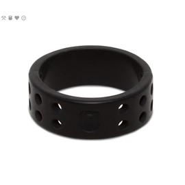 QALO Hombre y Mujer Funcional de Silicona Anillos de Boda, Perforado colección, Mujer, Negro, Talla 5