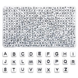 MiuCo Letter Beads for Bracelets, Spacer Letter Beads Set for Threading Friendship Bracelet Kit, White Cube A-Z Letter Beads for Jewellery Crafts Friendship Bracelets Make Yourself