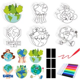 30 Sets Earth Day Crafts Color Your Own Magnets for Kids DIY Coloring Craft Kits for Earth Day Party Favors School Activities Ornaments