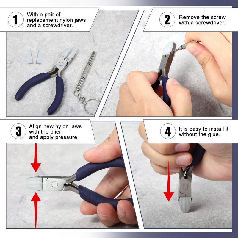 SPEEDWOX Clasp Frame Finishing Pliers, 2 Spare Replacement Parts Included,