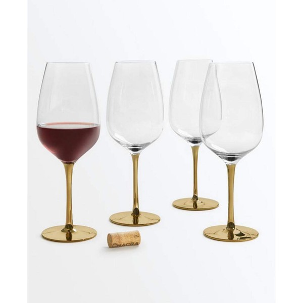 Martha Stewart Collection Gold Stem Red Wine Glasses, Set of