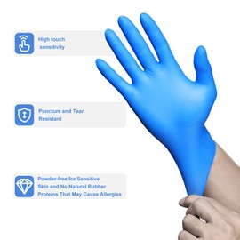 PEIPU Nitrile Disposable Gloves(Medium, 50-Pack)，Powder Free, Cleaning Service Gloves, Latex Free
