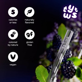 Twyst Wellness Powder Blend | BlackBerry Mint | Biodegradable Straws | Vegan, Plant-Based, Gluten-Free | Low Cal, No Added Sugar | W/Vitamins, Biotin, Adaptogens, and Electrolytes | 6 Count Box