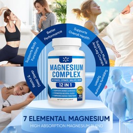 Nutrapure Magnesium Complex 7 Elemental Supplement - 12 in 1 Magnesio Complex 1000mg Forms Including Glycinate, Citrate, Malate, Taurate Chelated | Energy Support | Vegan Non-GMO, 90 Capsules (2)