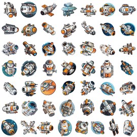 50 Packs Space Station Stickers Water Bottles Laptop Phone Motorcycle Computer Guitar Skateboard Hydroflasks Space Vinyl Sticker Waterproof Aesthetic Trendy Decals for Teens Girls Adults