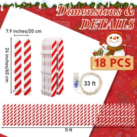 Christmas Tree Fences with LED String Lights 24 x 142 Inch Wooden Christmas Tree Picket Fence Barrier Wood Gate for Pets Dog Cat Xmas Holiday Wedding Home Garden Party Decor(Candy Cane)