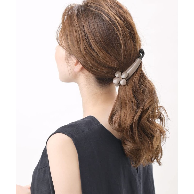 VingTAINE H7567-MOC- Banana Clip, Flower Enamel, Stone, Point, Flower Hair
