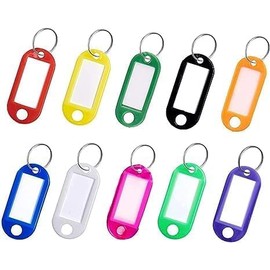 10 Colors Key Tags, Pack of 10 Key Tags with Labels Key Fobs Id Plastic Key Tags Key Labels with Split Rings for Luggage Pet Name Memory Stick Tags-Convenient Blank Labeling Tags