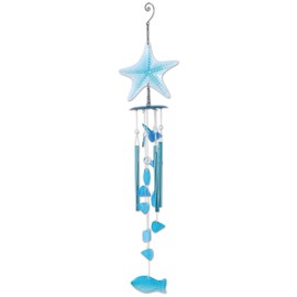 Sunset Vista Designs 92539 Blue Starfish Wind Chime, Metal and Color Glass