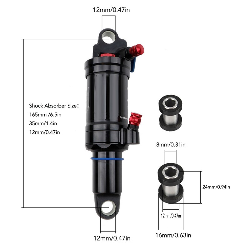 Bicycle Shock Absorber Black Aluminium Alloy Cycling Rear Shock with