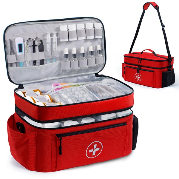 BAGSFY Travel Medicine Bag Organizer-Medicine Organizer Storage-Pill Bottle Organizer Storage-Medication Organizer for Home-Medicine Kit-Travel First Aid Kit Bags Empty-Travel Emergency Kit(Bag Only)
