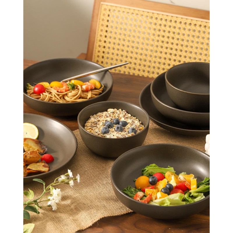 Tikooere Stoneware Dinnerware Set for 4 Person,12 Pieces Ceramic Plates