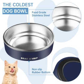 StarSpeed 24oz Stainless Steel Dog Bowls with Rubber Bottom Non-Slip Double Wall Metal Outdoor Dog Food and Water Bowls Weighted Insulated Pet Feeding Bowl for Small,Medium Sized Dogs or Cats