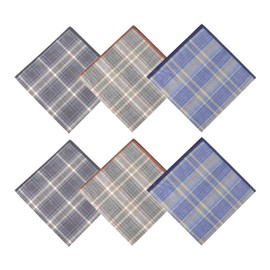 EEEKit Handkerchiefs for Men, 6pcs Classic Plaid Pocket Squares, Breathable Hankies for Business Casual Use, 40 x 40CM