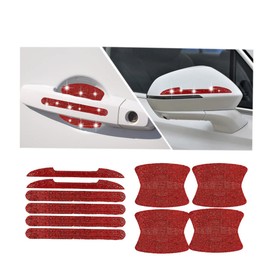 10PCS Bling Car Door Handle Reflective Trim Decals Stickers,Universal Rhinestone Door Side Rear View Mirror Scratch Resistant Protector Cover Car Accessories Red
