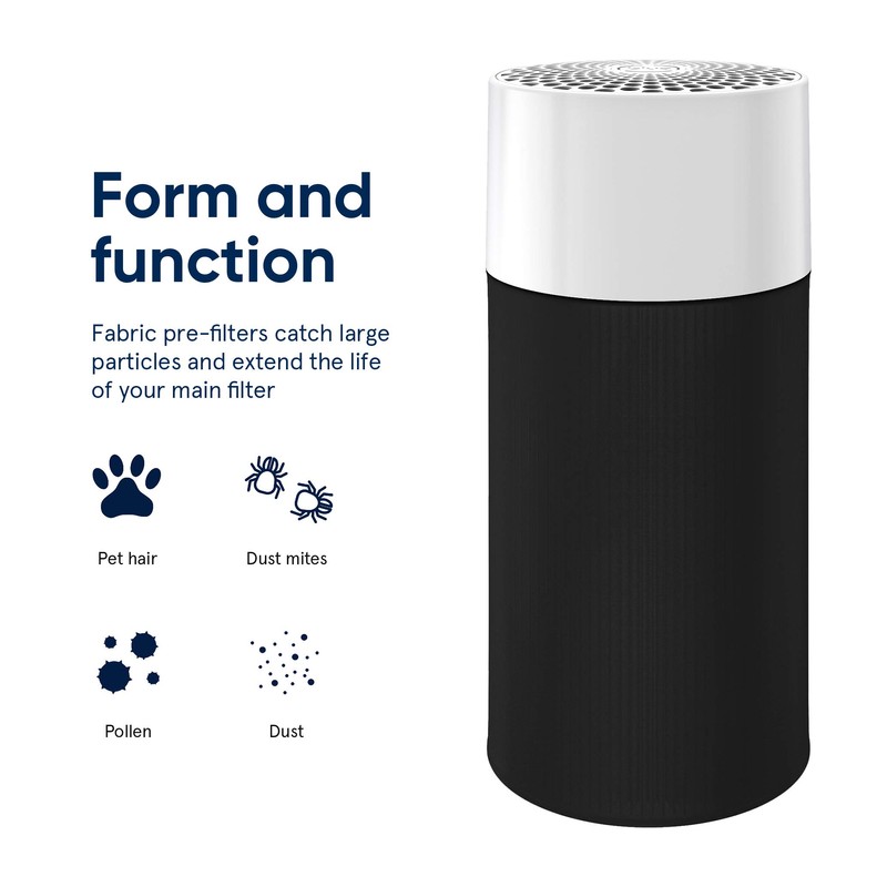 BLUEAIR Blue Pure 411+ Black Pre-Filter, Washable Fabric Traps Pollen,