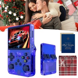 R36s Handheld Game Console, 2025 New Generation 3.5 Inch IPS Retro Gaming Device, Built-in 15000+ Classic Games for Adults - Perfect Valentine's Day Gift (Blue*128Gb)
