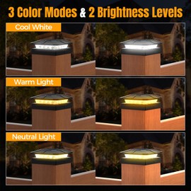 Flaow 4x4 Solar Post Cap Lights Outdoor [12 Pack Waterproof IP65], 3 Lighting Modes for Fence Deck Patio Garden Decor, Dusk-to-Dawn Solar Powered Post Lights Fit 4x4 Wood/Vinyl