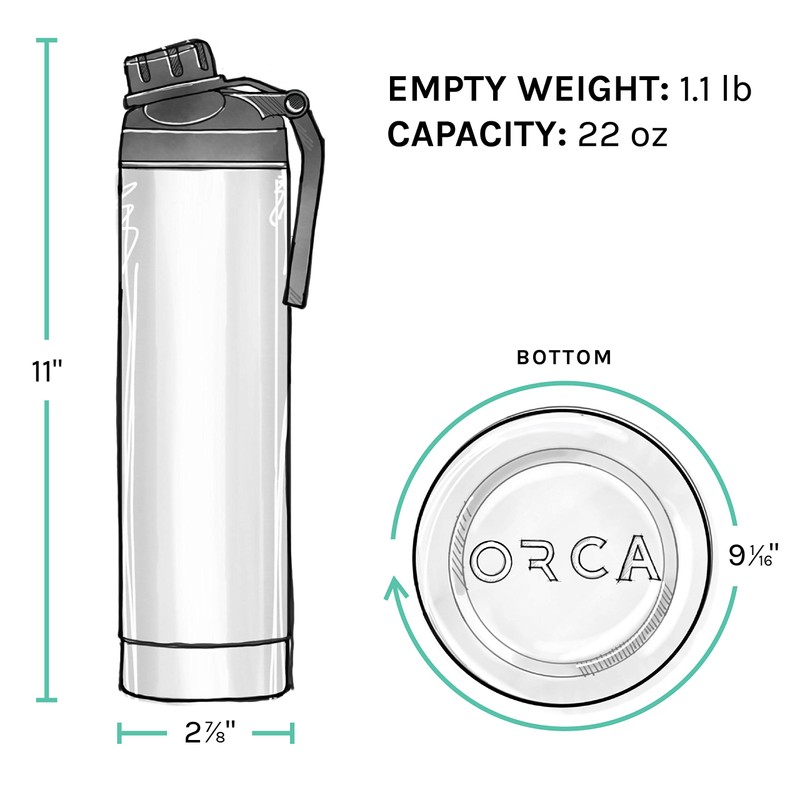 ORCA Hydra 22oz | Insulated, Stainless Steel Water Bottle with